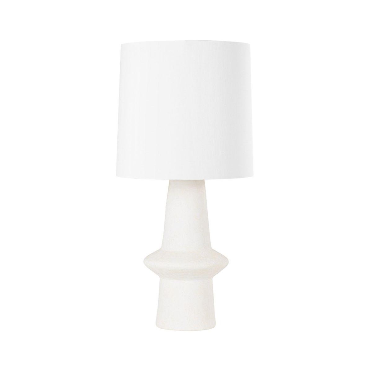 Ramapo Table Lamp Pale Flax Ceramic with Aged Brass Accents - Bees Lighting