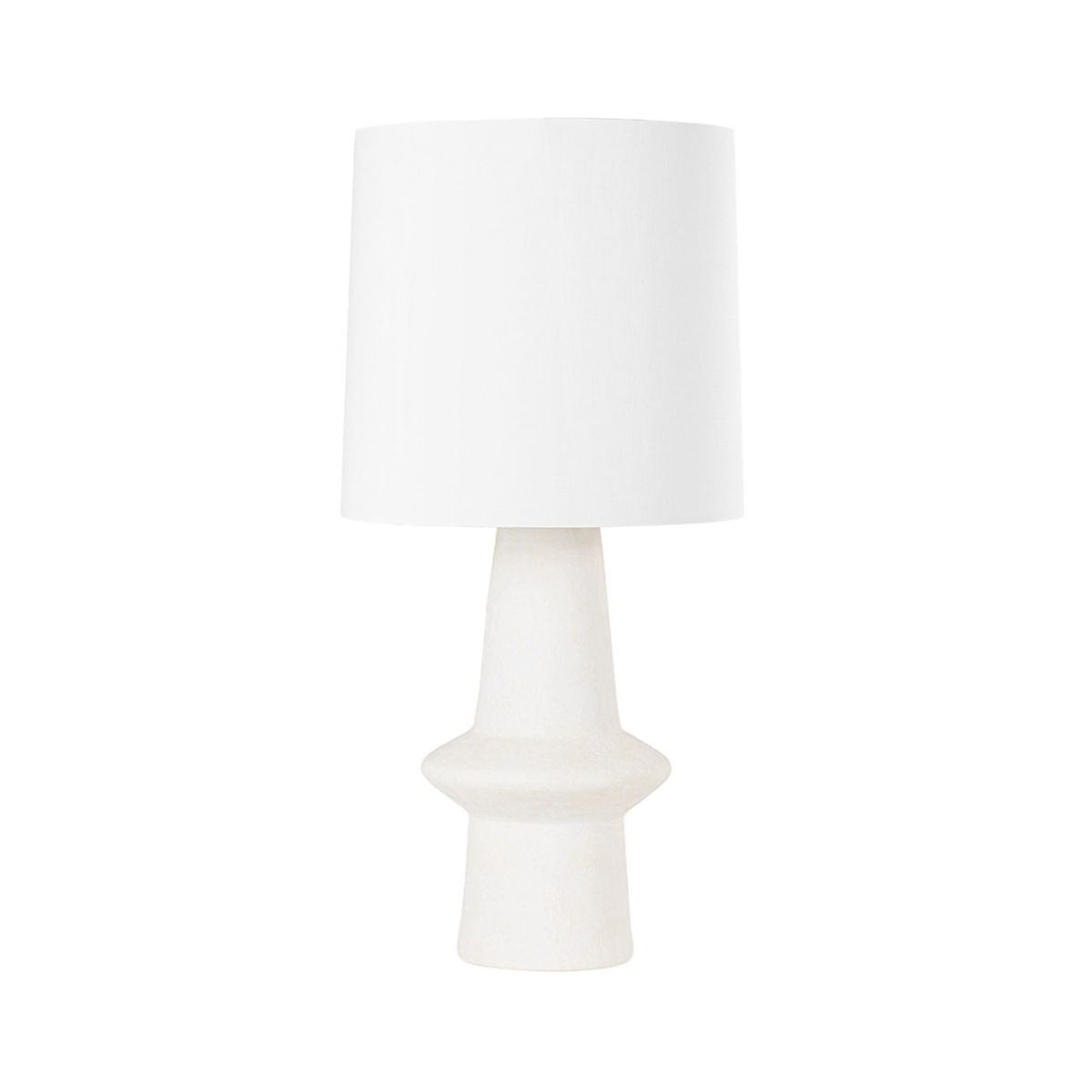 Ramapo Table Lamp Pale Flax Ceramic with Aged Brass Accents - Bees Lighting