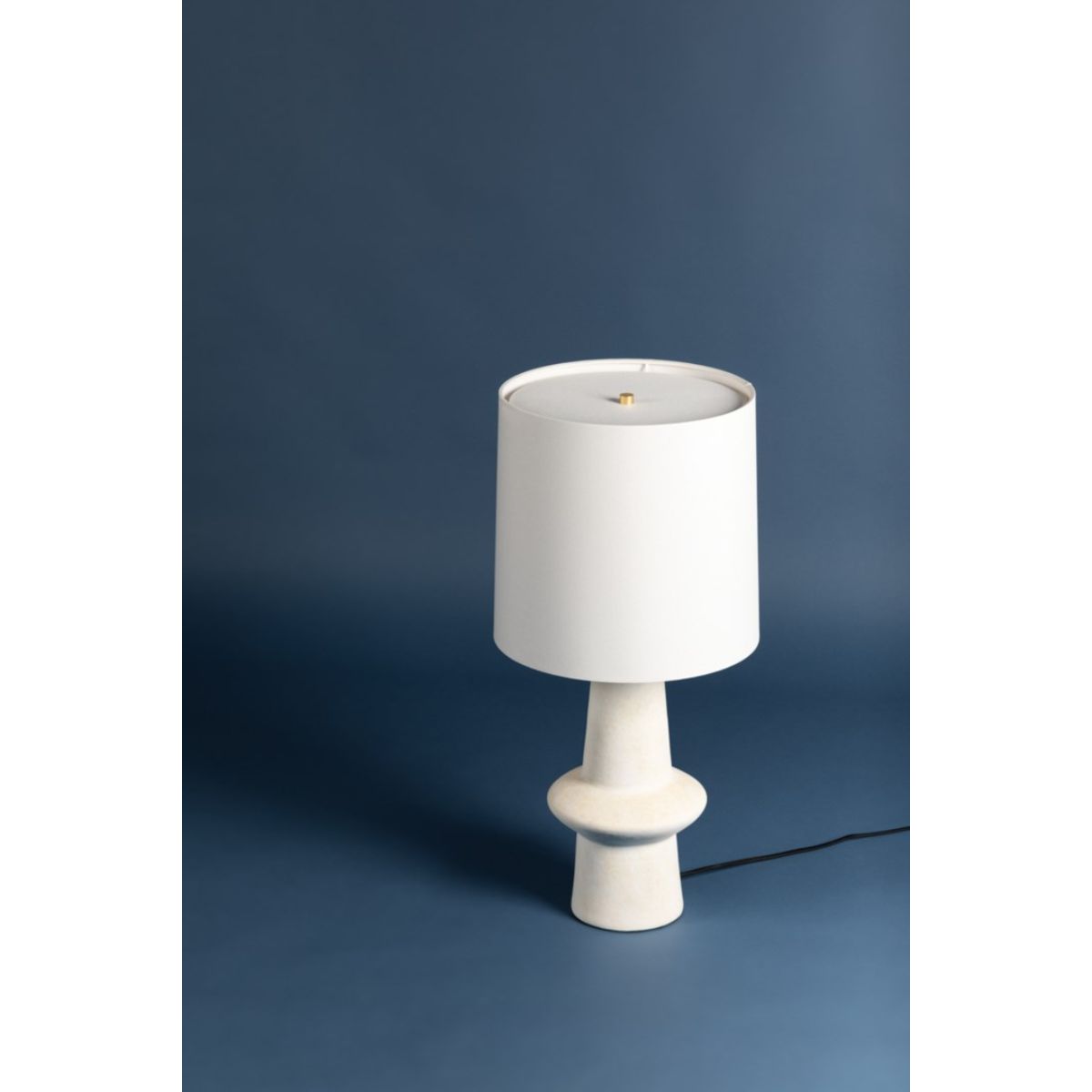Ramapo Table Lamp Pale Flax Ceramic with Aged Brass Accents - Bees Lighting