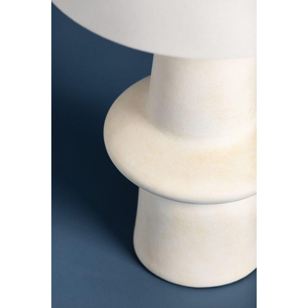 Ramapo Table Lamp Pale Flax Ceramic with Aged Brass Accents - Bees Lighting