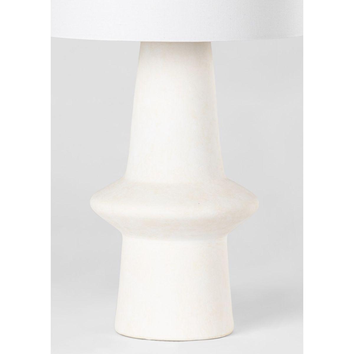 Ramapo Table Lamp Pale Flax Ceramic with Aged Brass Accents - Bees Lighting