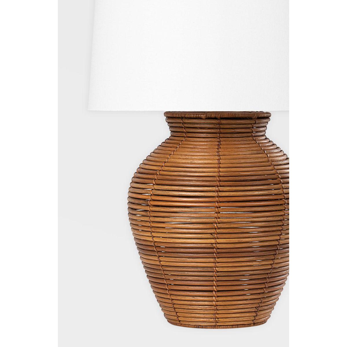 Newark Table Lamp Natural Rattan Base with Vintage Gold Leaf Accents - Bees Lighting