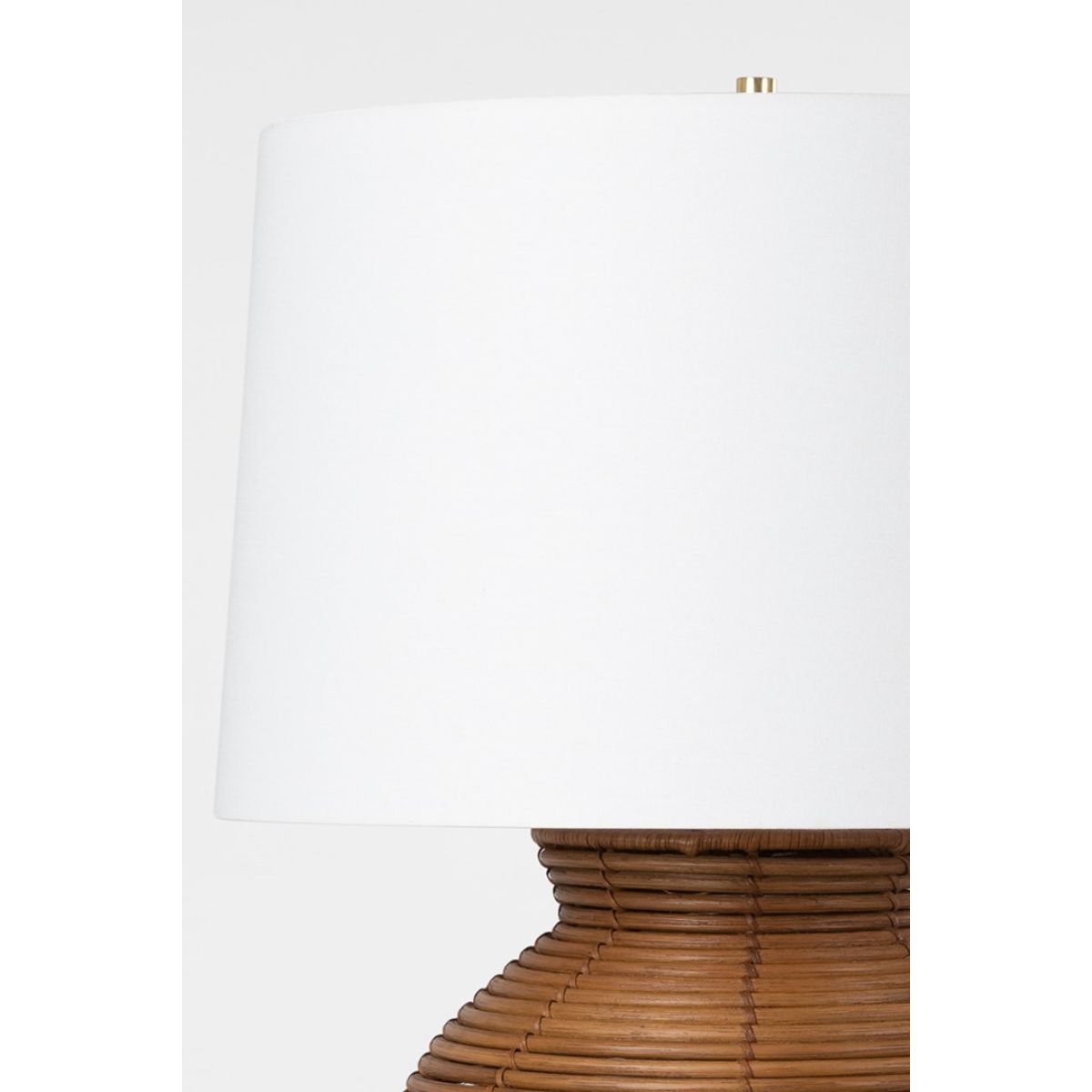Newark Table Lamp Natural Rattan Base with Vintage Gold Leaf Accents - Bees Lighting