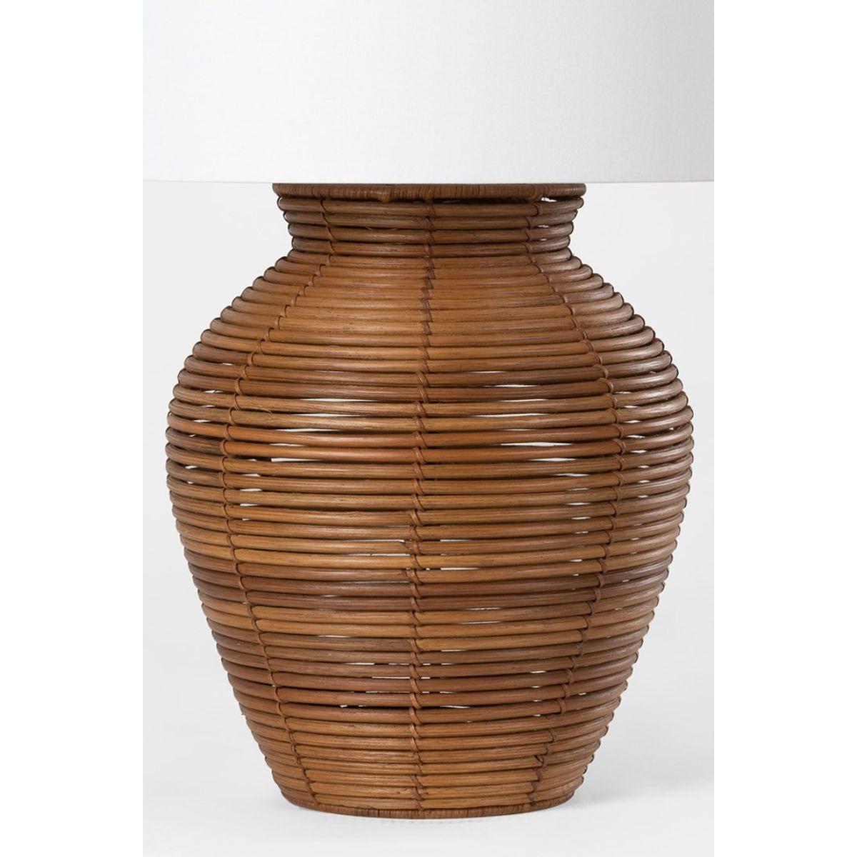 Newark Table Lamp Natural Rattan Base with Vintage Gold Leaf Accents - Bees Lighting