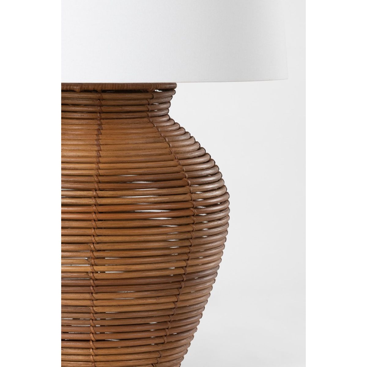 Newark Table Lamp Natural Rattan Base with Vintage Gold Leaf Accents - Bees Lighting