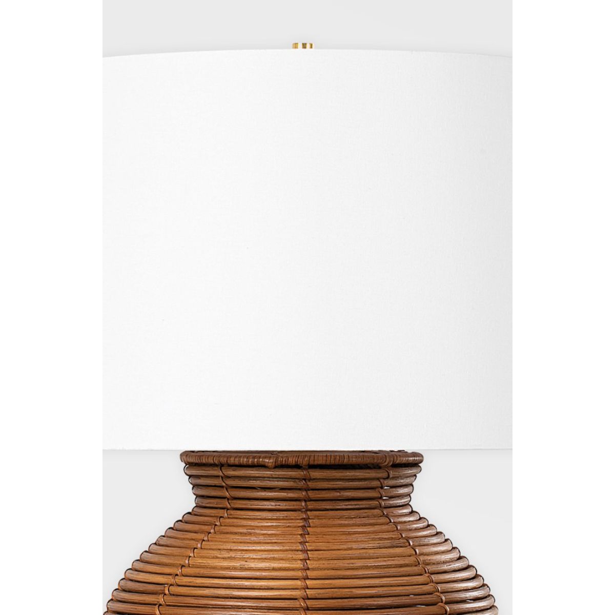 Newark Table Lamp Natural Rattan Base with Vintage Gold Leaf Accents - Bees Lighting