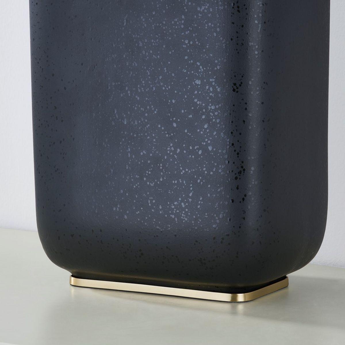 Arthur Table Lamp Black Lava Ceramic Body with Aged Brass Accents - Bees Lighting