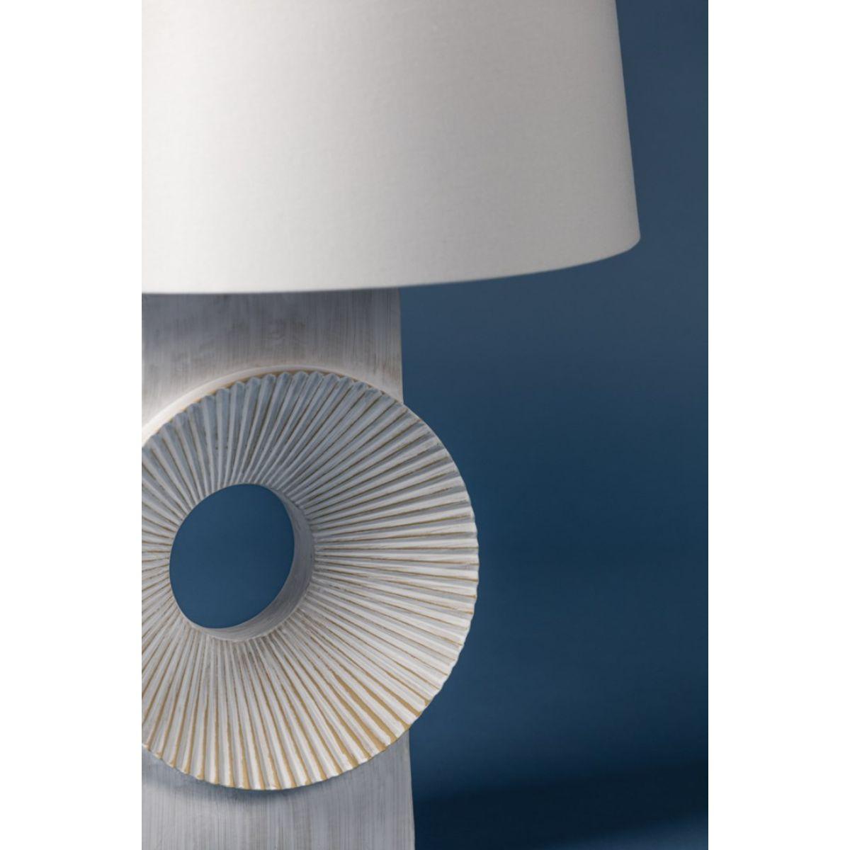 Milner Table Lamp Whitewash Ceramic with Aged Brass Accents - Bees Lighting