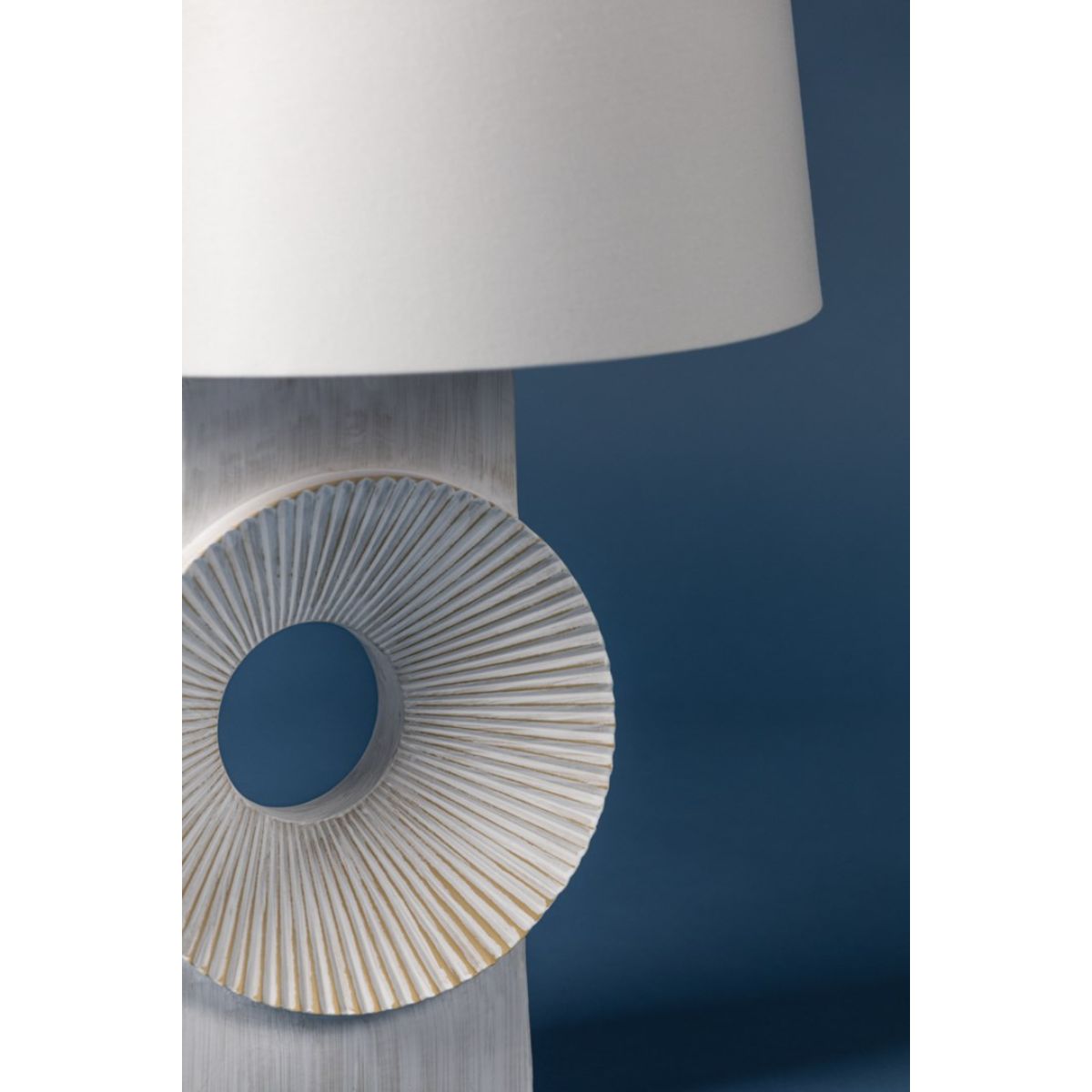Milner Table Lamp Whitewash Ceramic with Aged Brass Accents - Bees Lighting