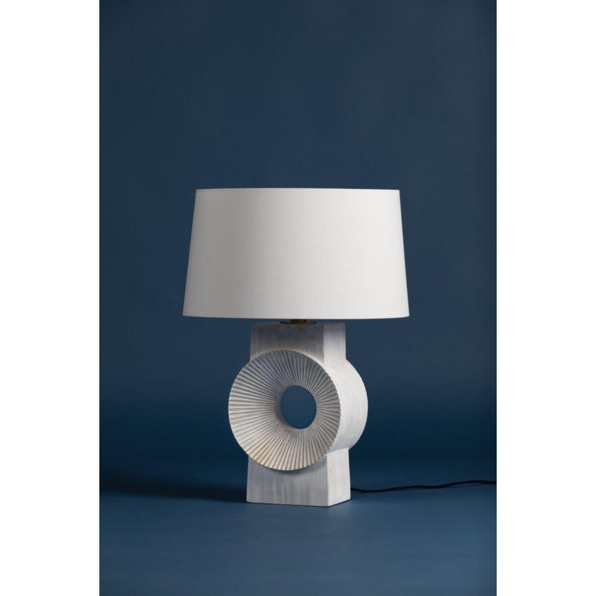 Milner Table Lamp Whitewash Ceramic with Aged Brass Accents - Bees Lighting