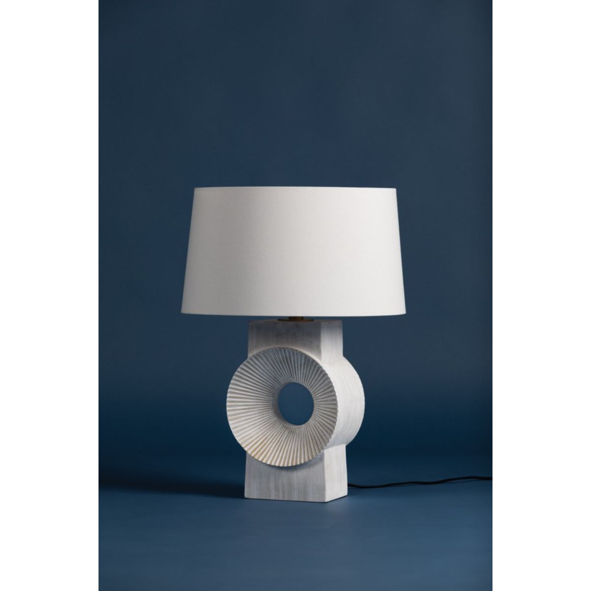 Milner Table Lamp Whitewash Ceramic with Aged Brass Accents - Bees Lighting
