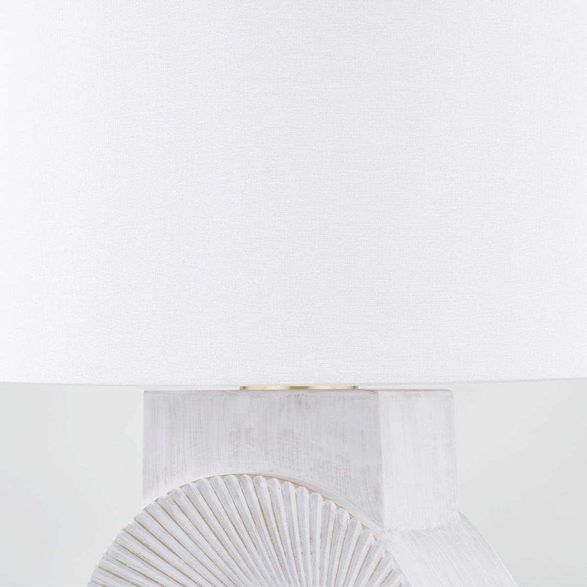 Milner Table Lamp Whitewash Ceramic with Aged Brass Accents - Bees Lighting
