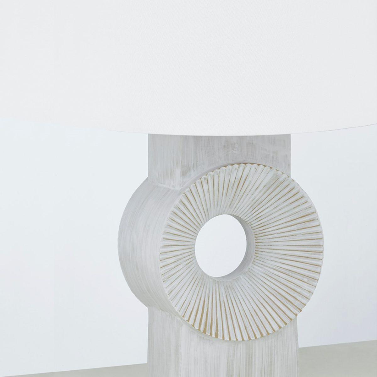 Milner Table Lamp Whitewash Ceramic with Aged Brass Accents - Bees Lighting