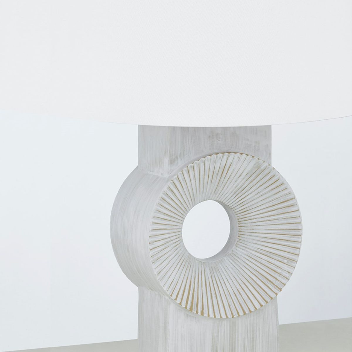 Milner Table Lamp Whitewash Ceramic with Aged Brass Accents - Bees Lighting