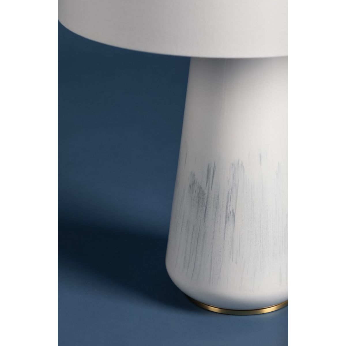 Saugerties Table Lamp Gloss White Ash Ceramic with Aged Brass Accents - Bees Lighting