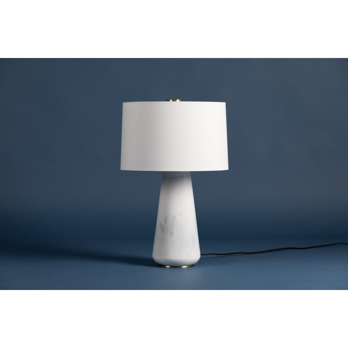 Saugerties Table Lamp Gloss White Ash Ceramic with Aged Brass Accents - Bees Lighting