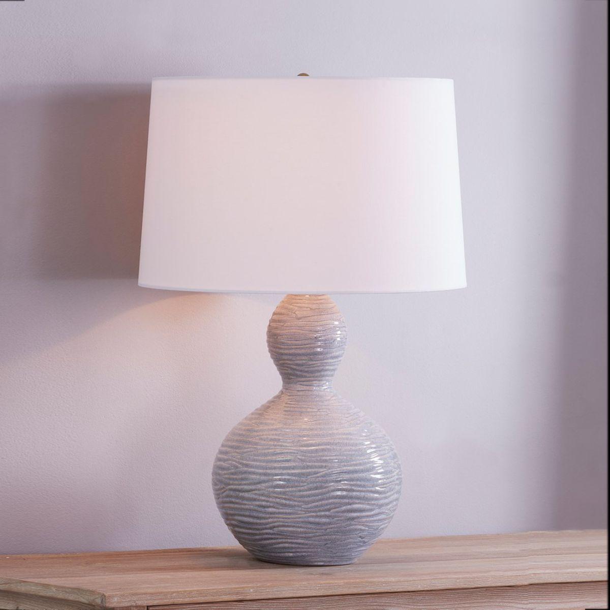 Cairns Table Lamp Textured Ceramic Coastal Blue Finish - Bees Lighting