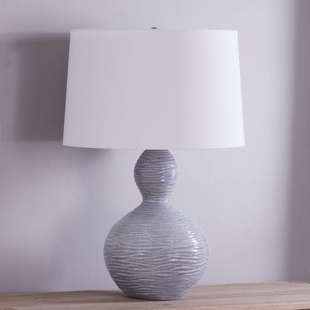 Cairns Table Lamp Textured Ceramic Coastal Blue Finish - Bees Lighting