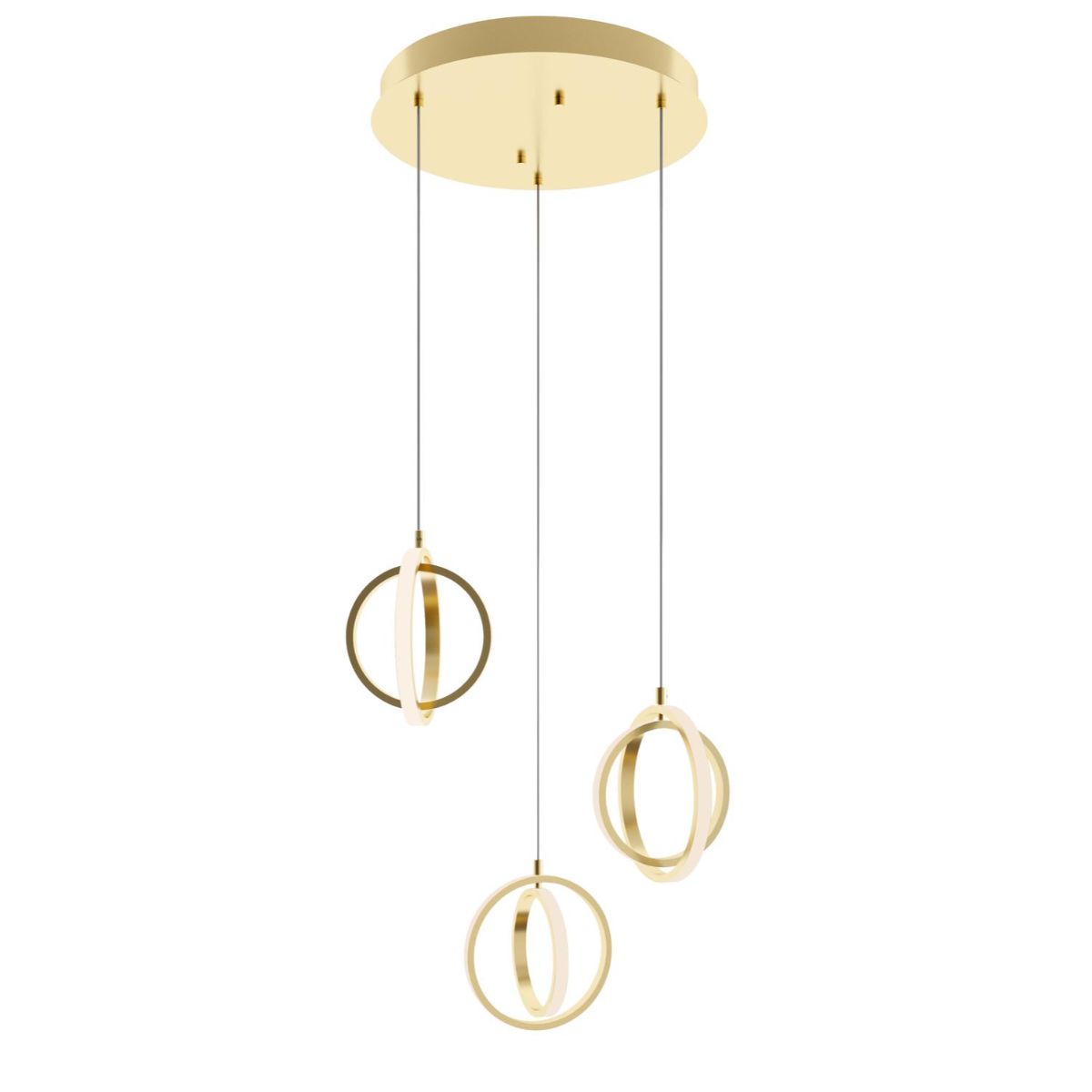 Lock 3 Lights 23 In. LED Pendant Light Satin Brass Finish - Bees Lighting