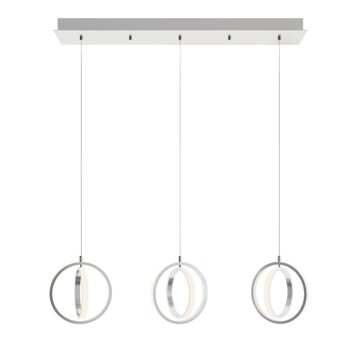 Lock 3 Lights 36 In. LED Pendant Light Satin Nickel Finish - Bees Lighting