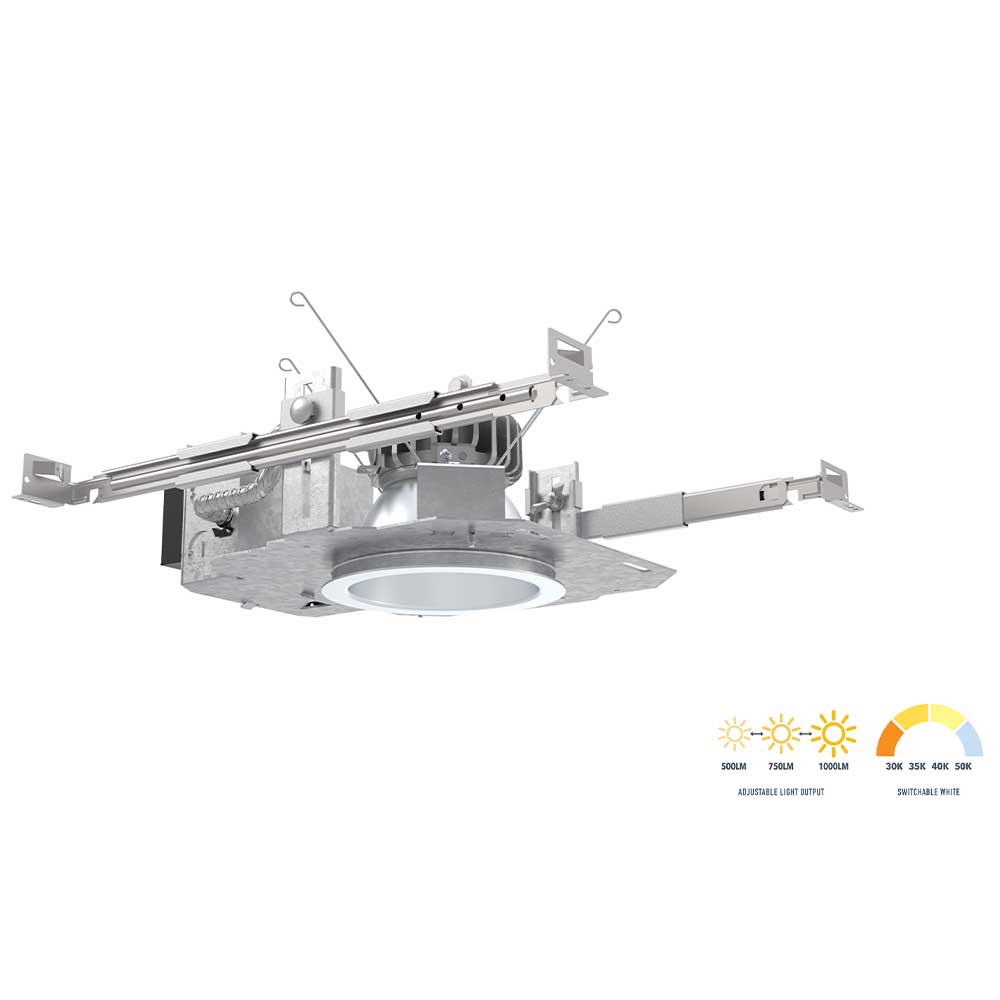 Lithonia LDN4 Commercial LED Recessed Downlight, 2700 Lumens Adjustable, Selectable CCT, 30K/35K/40K/50K, Battery Backup Included (Reflector Sold Separately) - Bees Lighting