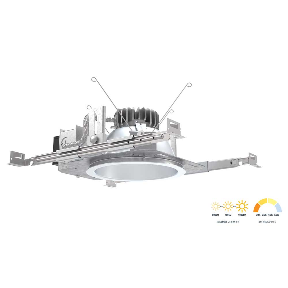 Lithonia LDN6 Commercial LED Recessed Downlight, 2600 Lumens Adjustable, Selectable CCT, 30K/35K/40K/50K, Battery Backup Included (Reflector Sold Separately)