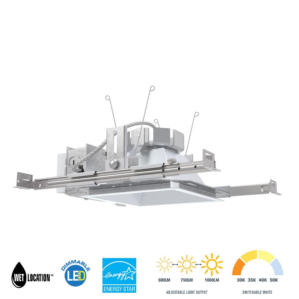 Lithonia LDN6 Square Commercial LED Recessed Downlight, 2300 Lumens Adjustable, Selectable CCT, 30K/35K/40K/50K (Reflector Sold Separately)