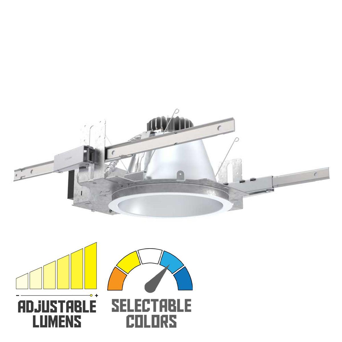 Lithonia LDN8 Commercial LED Recessed Downlight, 2600 Lumens Adjustable, Selectable CCT, 30K/35K/40K/50K, Battery Backup Included (Reflector Sold Separately)