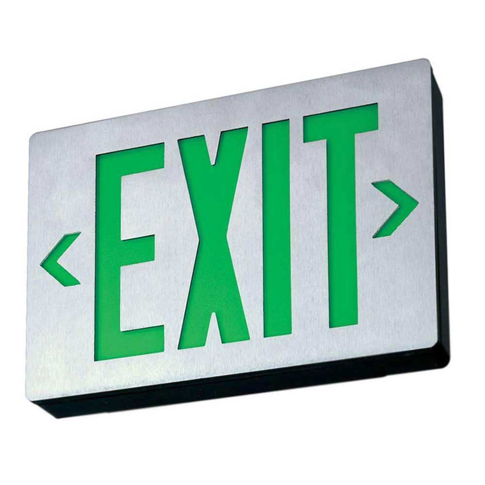 LED Exit Sign, Single face with Green Letters, Black Finish, Battery Backup Included