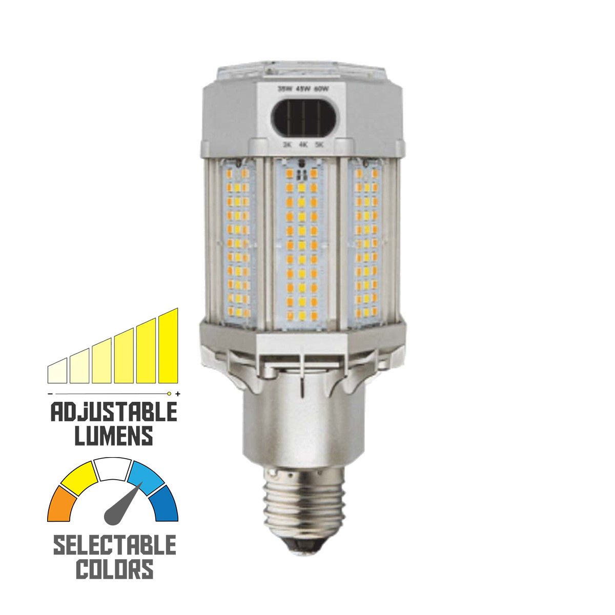 Retrofit LED Corn Bulb, 60W, 8870 Lumens, Selectable CCT, 30K/40K/50K, E26 Base, 120-277V