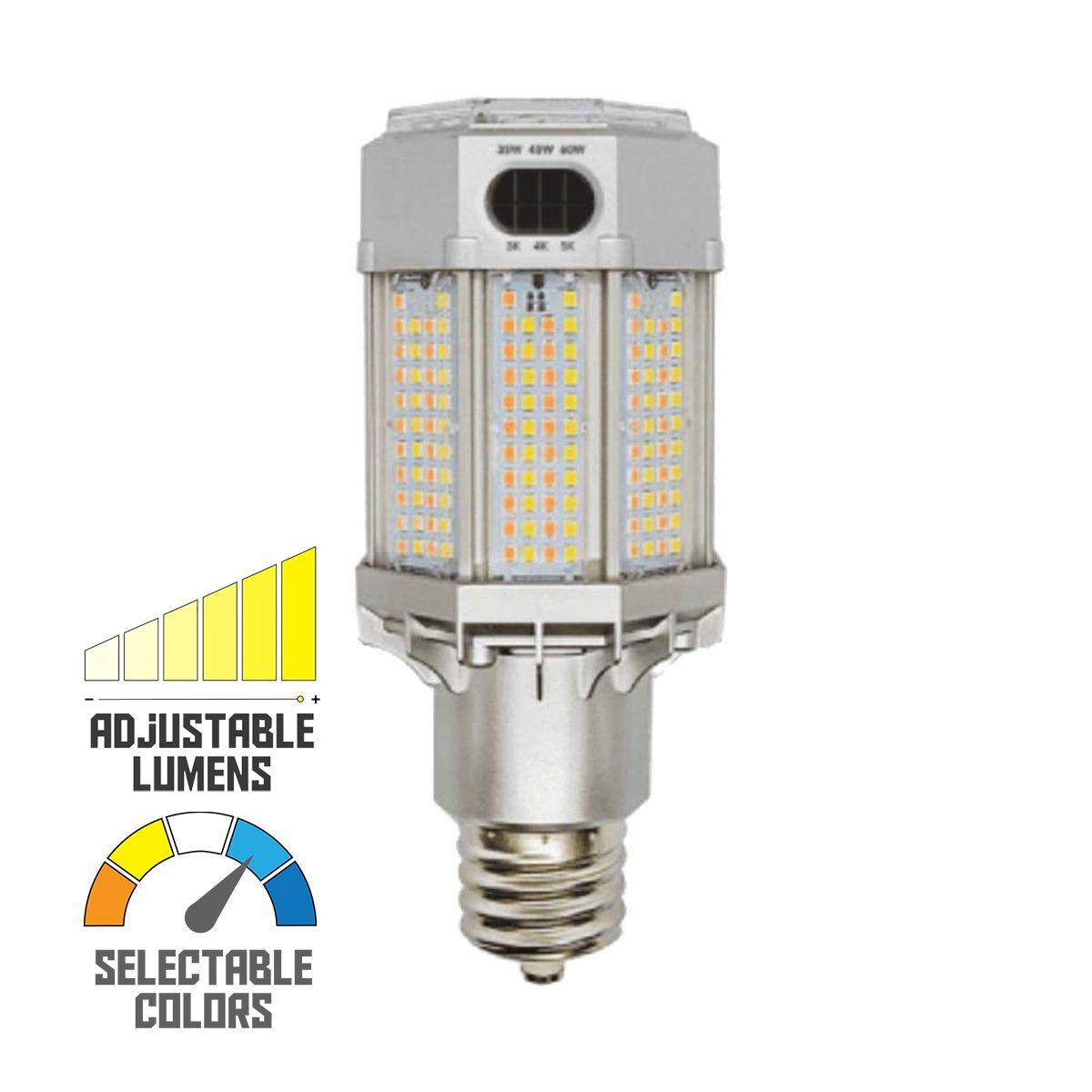 Retrofit LED Corn Bulb, 60W, 8870 Lumens, Selectable CCT, 30K/40K/50K, EX39 Mogul Extended Base, 120-277V - Bees Lighting
