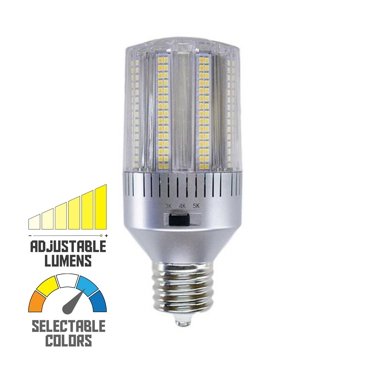 Retrofit LED Corn Bulb, 24W, 3360 Lumens, Selectable CCT, 30K/40K/50K, EX39 Mogul Extended Base, 120-277V