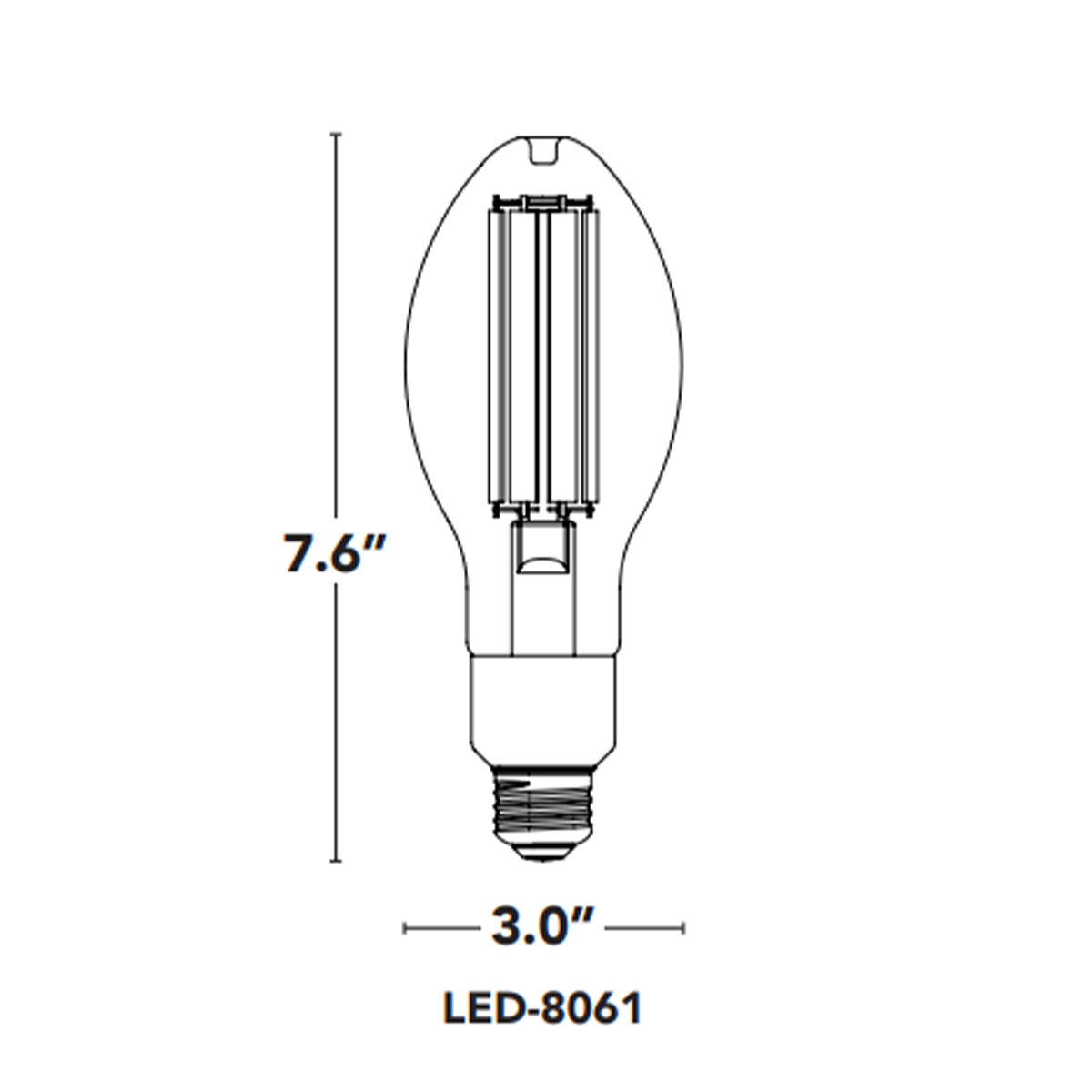 ED23 Filament Style Retrofit Bulb, 150W HID, 28 Watt, 3500 Lumens, 2200K, E26 Medium Base, Clear Finish