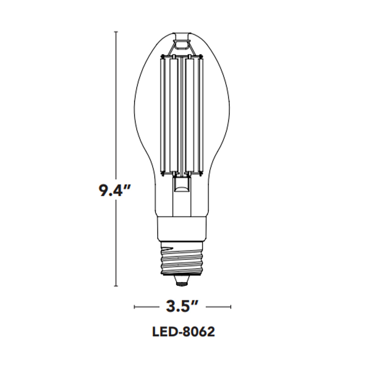 ED28 Filament Style Retrofit Bulb, 175W HID, 32 Watt, 4500 Lumens, 2200K, EX39 Mogul Extended Base, Clear Finish