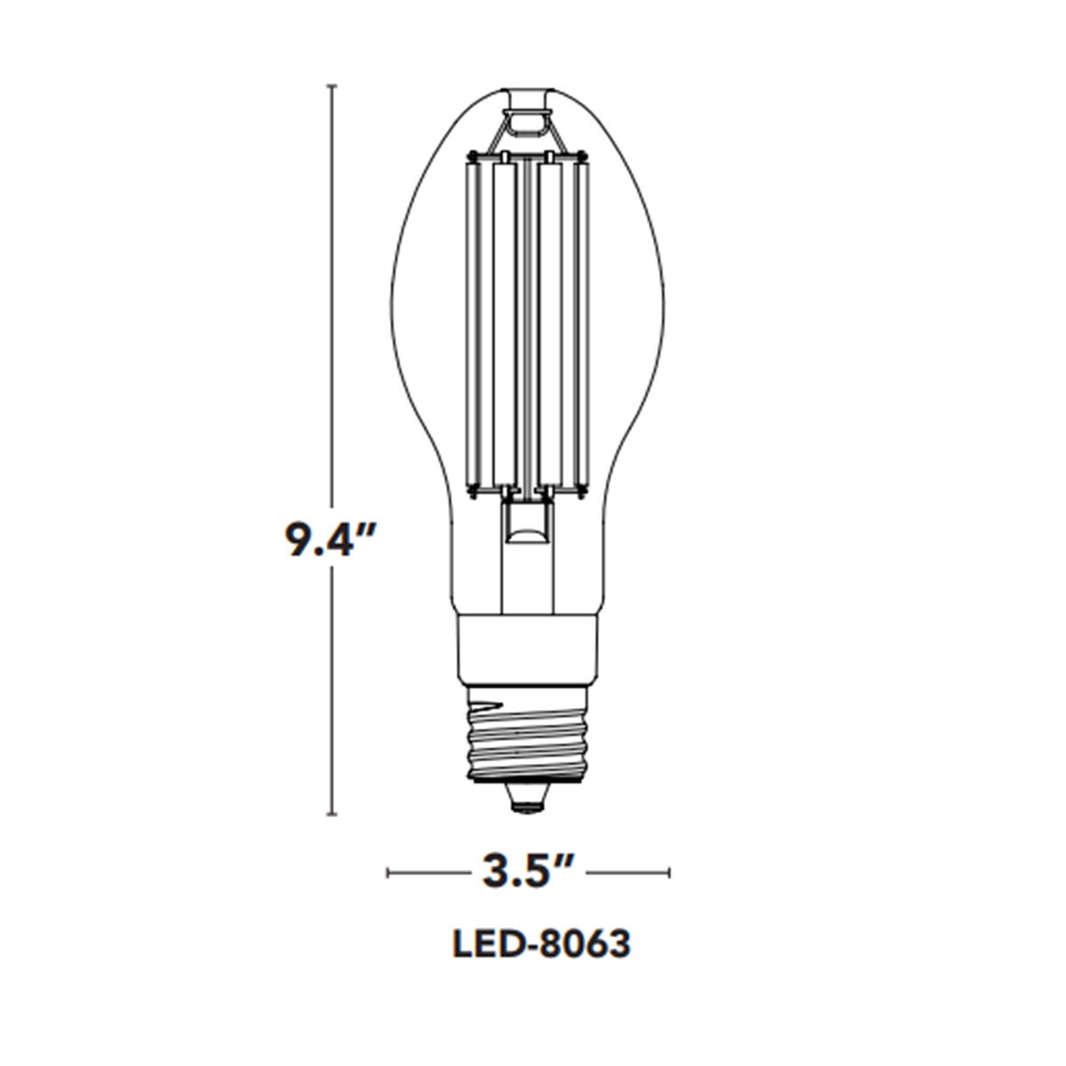 ED28 Filament Style Retrofit Bulb, 250W HID, 45 Watt, 7500 Lumens, 5000K, EX39 Mogul Extended Base, Clear Finish
