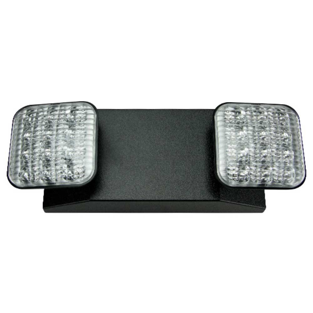 LED Emergency Light, 2 Watts, 2 Adjustable Light Heads, 120-277V, Black - Bees Lighting
