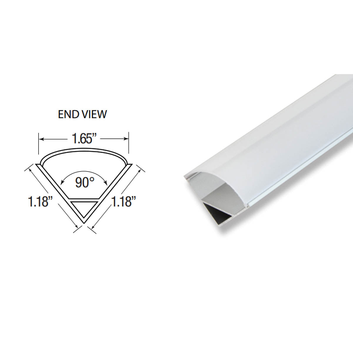 Two End caps, one solid, one with wiring hole for LED-CHL-45-1200 Channel - Bees Lighting