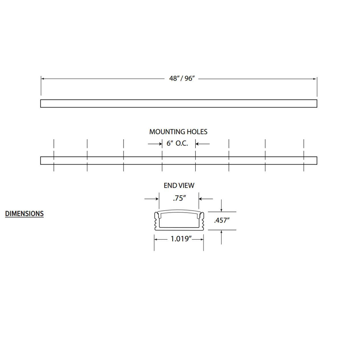4ft Wide Aluminum Extruded Channel for for LTR LED Strip and Tape Lights - Bees Lighting