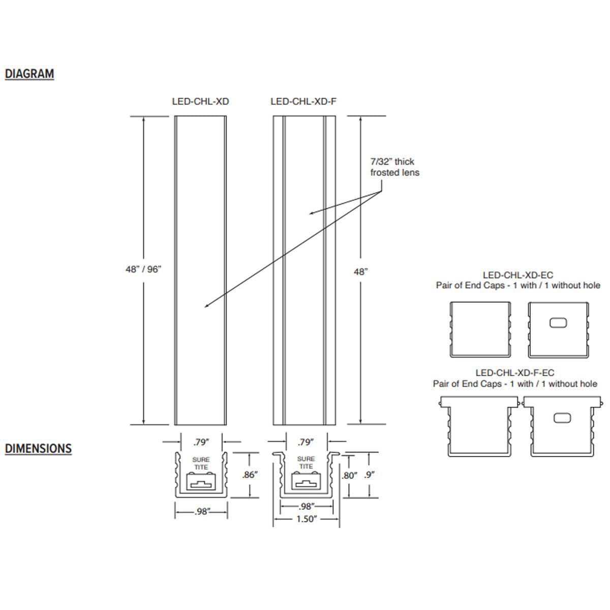 4ft Extra Deep Flanged Aluminum Mounting Channel for LTR LED Strip and Tape Lights - Bees Lighting