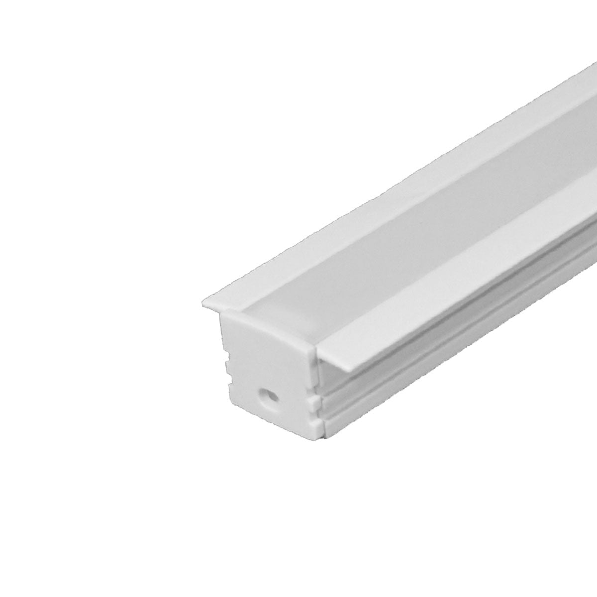 Two White End caps, one solid, one with wiring hole for LED-CHL-XD-MD-F Channel - Bees Lighting