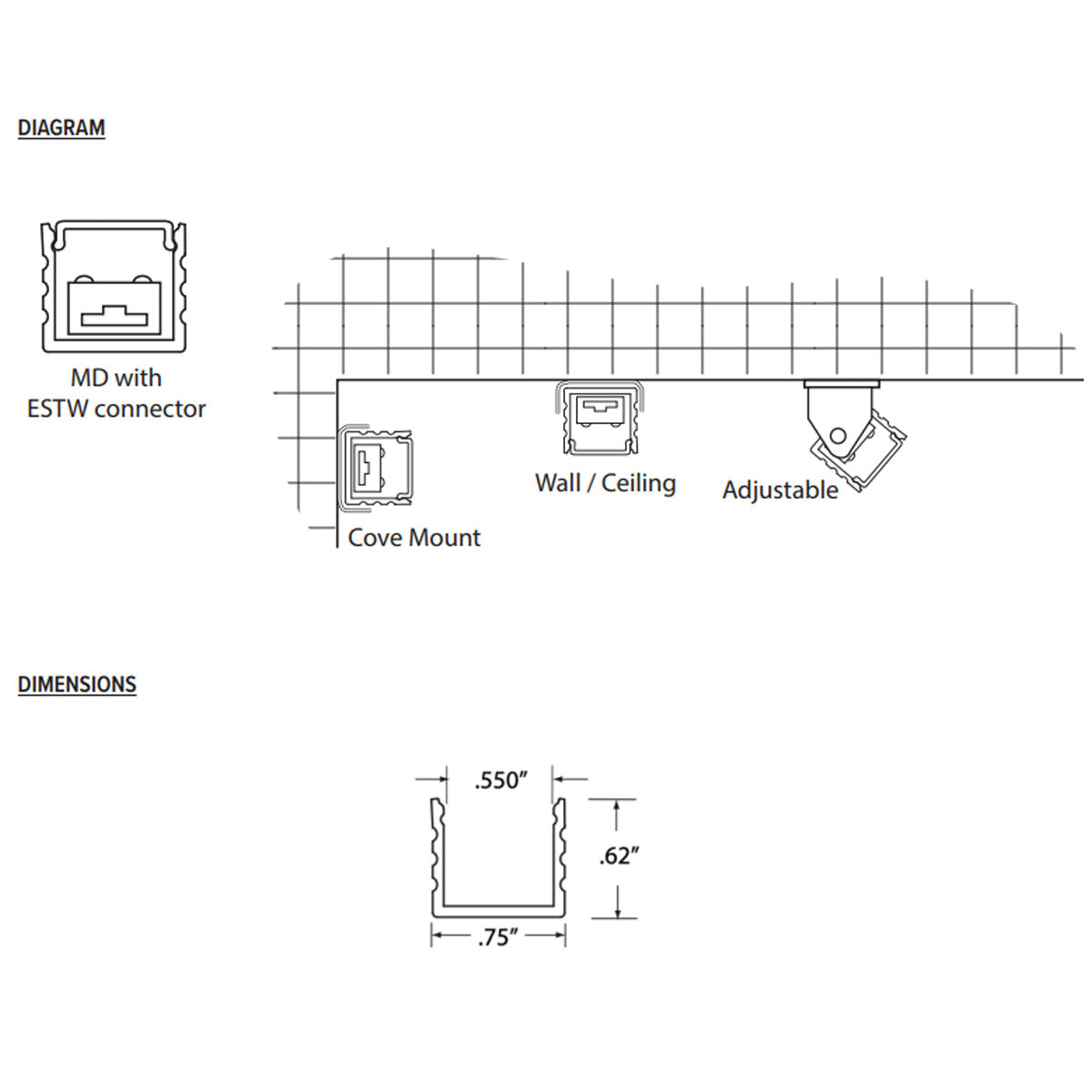 Extruded 4ft Mini Deep Format Channel for for LTR LED Strip and Tape Lights, Black - Bees Lighting