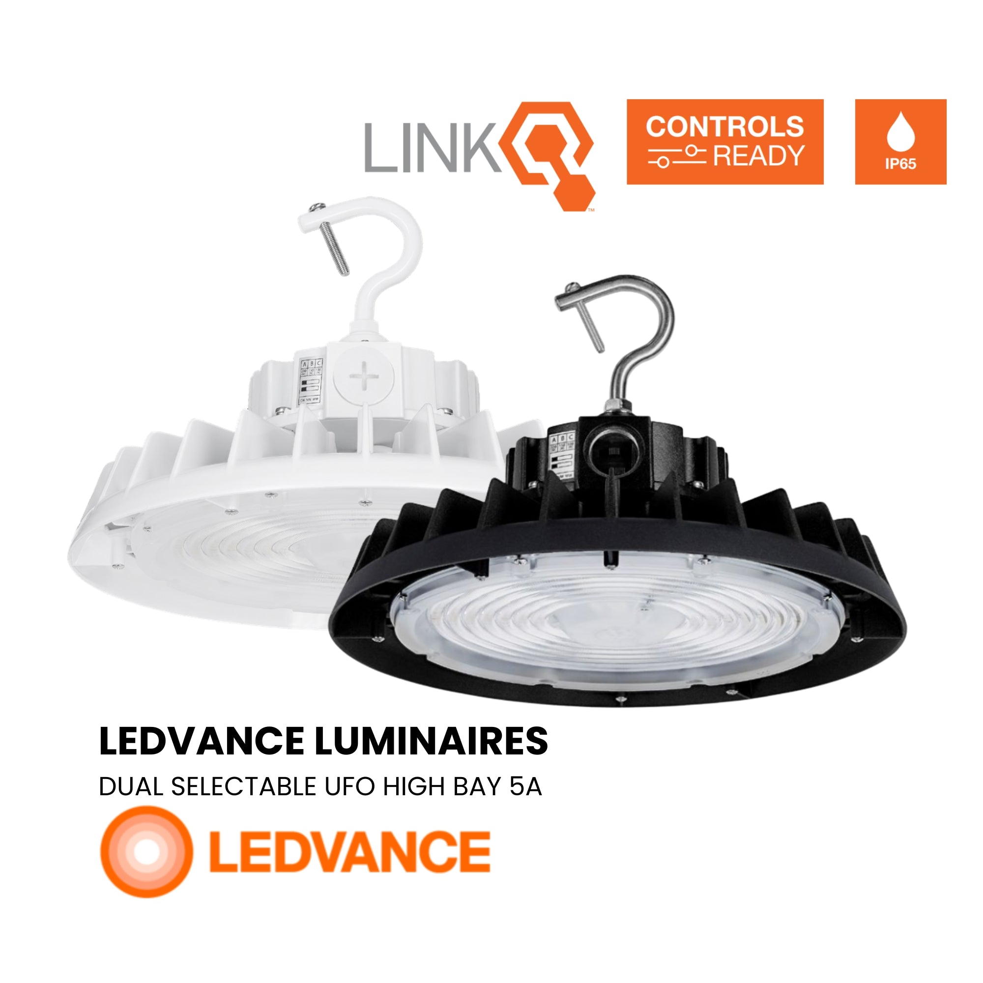 UFO High Bay Light, 320W, 48000 Lumens, 35K/40K/50K, 120-347V, Black