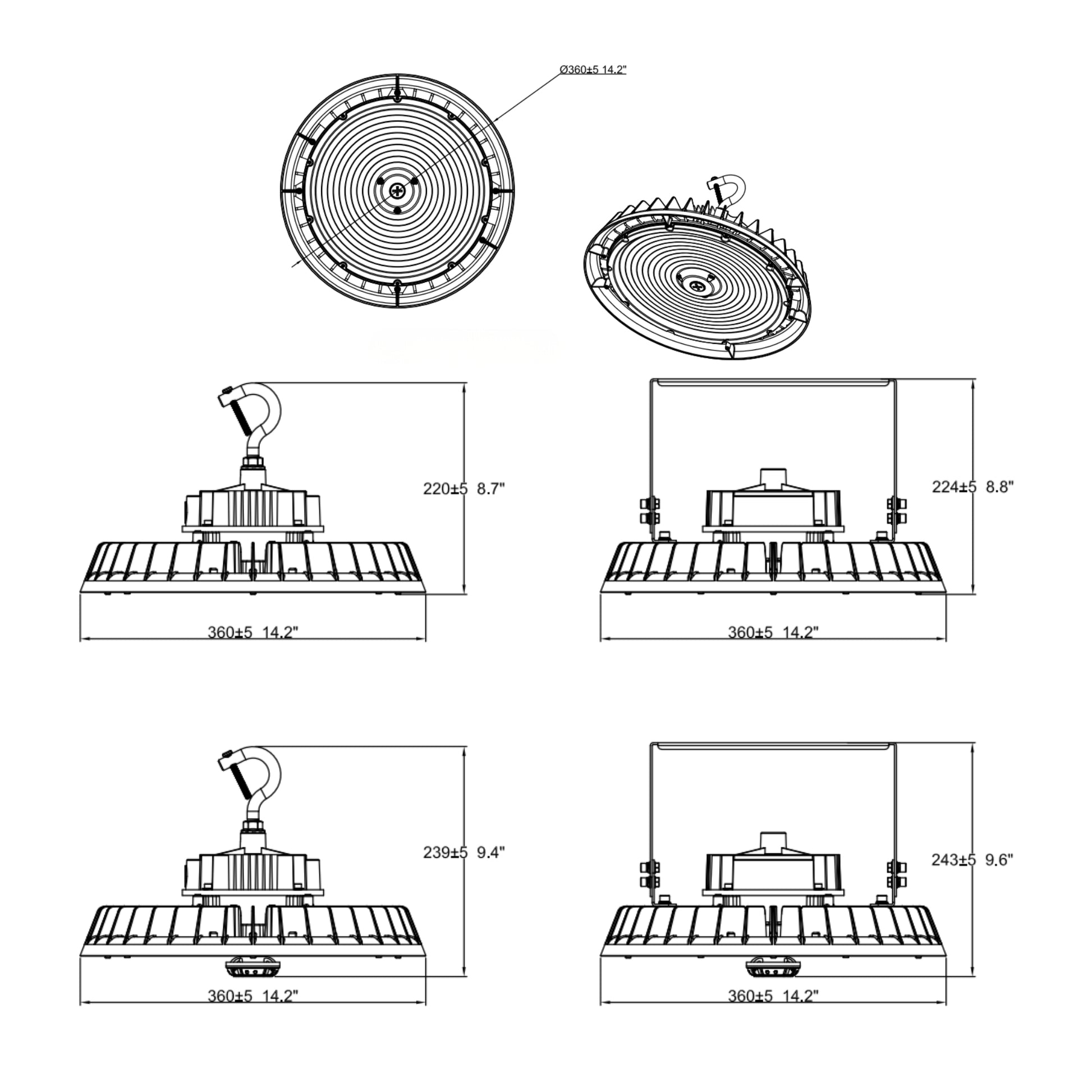 Sylvania - UFO High Bay Light, 320W, 48000 Lumens, 35K/40K/50K, 120-347V, Black | Bees Lighting