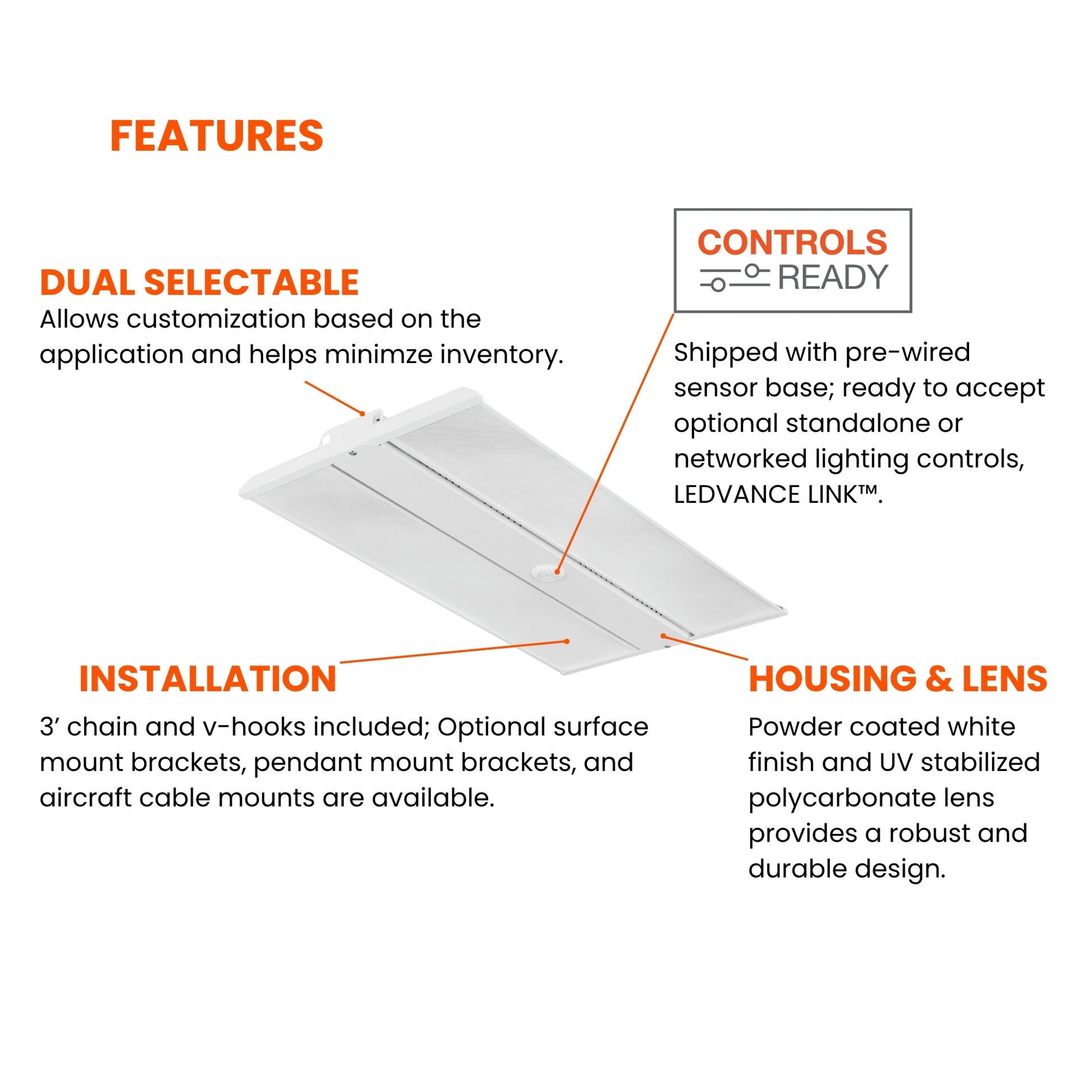 Sylvania - 2ft High Bay LED Light, 41100 Lumens, 300W, 4000K/5000K, 120-277V | Bees Lighting