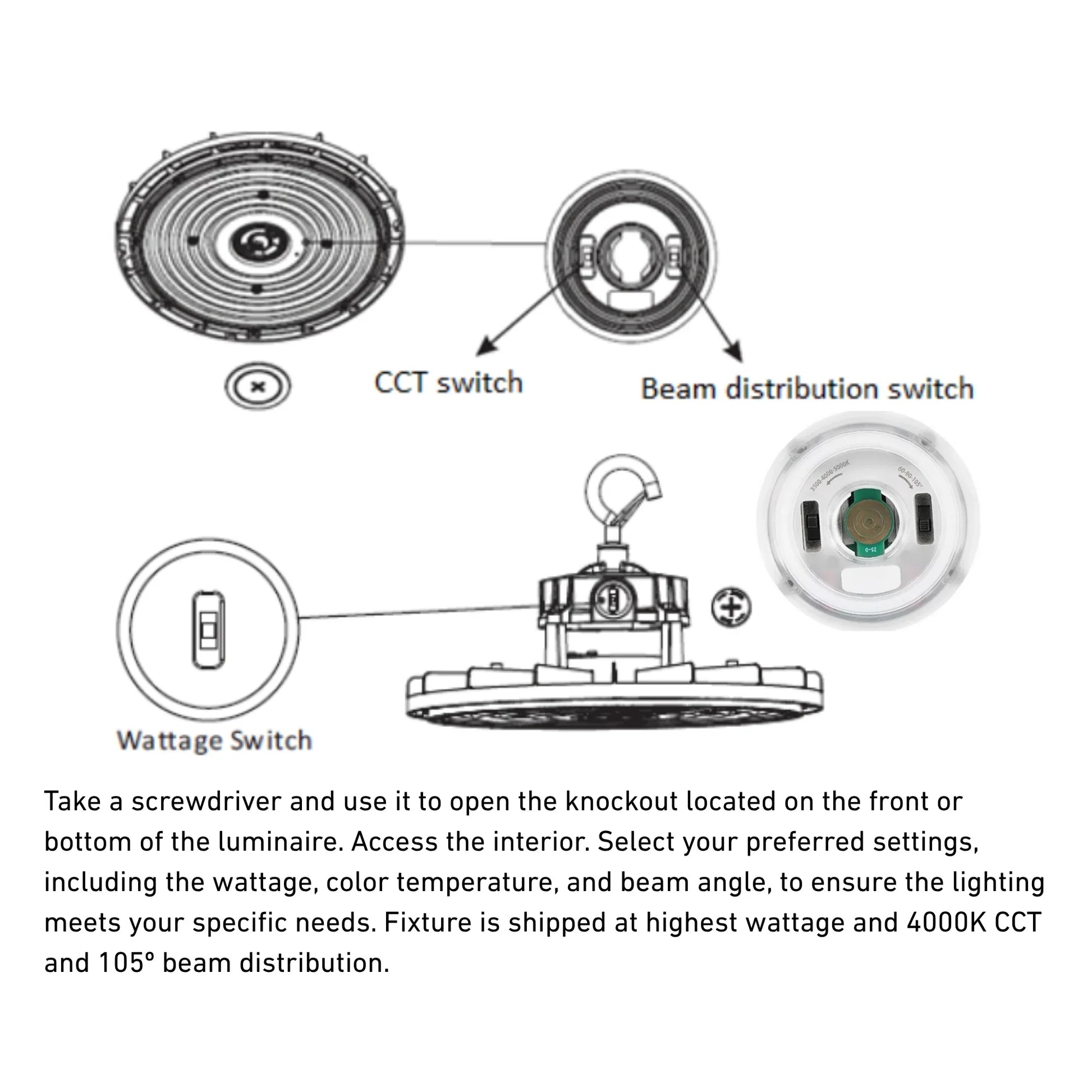 Sylvania - UFO High Bay Light, 240W, 36000 Lumens, 35K/40K/50K, 120-347V, White | Bees Lighting