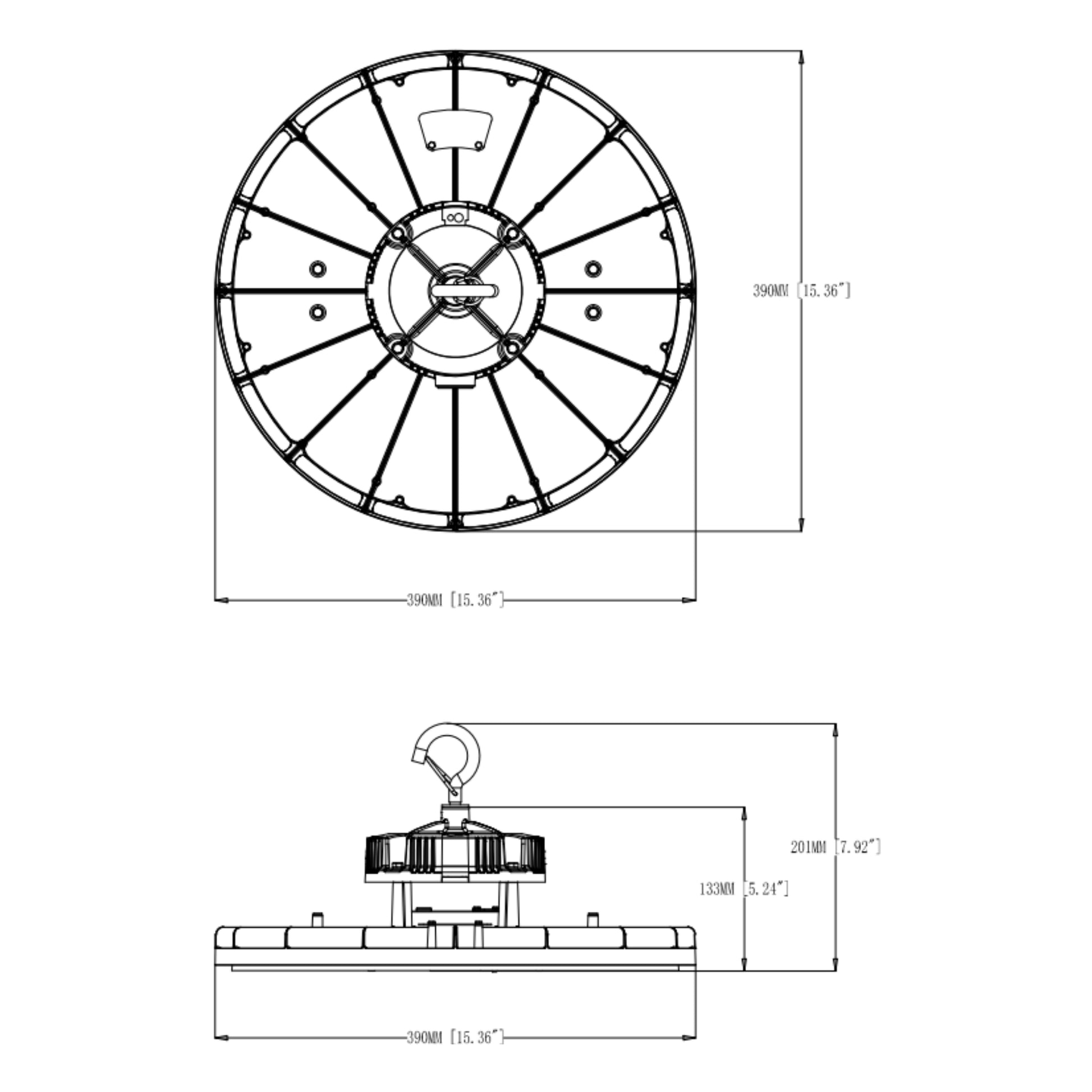 UFO High Bay Light, 300W, 45000 Lumens, 35K/40K/50K, 120-347V, White - Bees Lighting