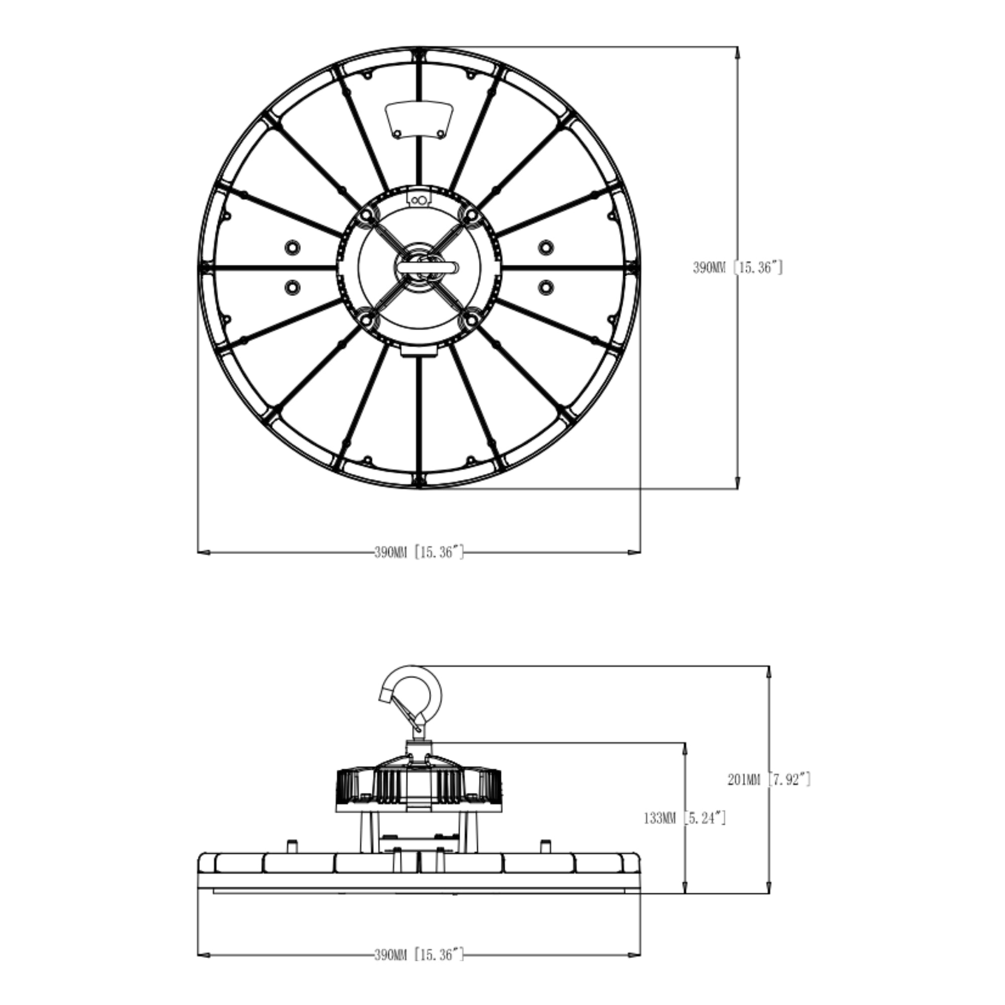 UFO High Bay Light, 300W, 45000 Lumens, 35K/40K/50K, 120-347V, White - Bees Lighting