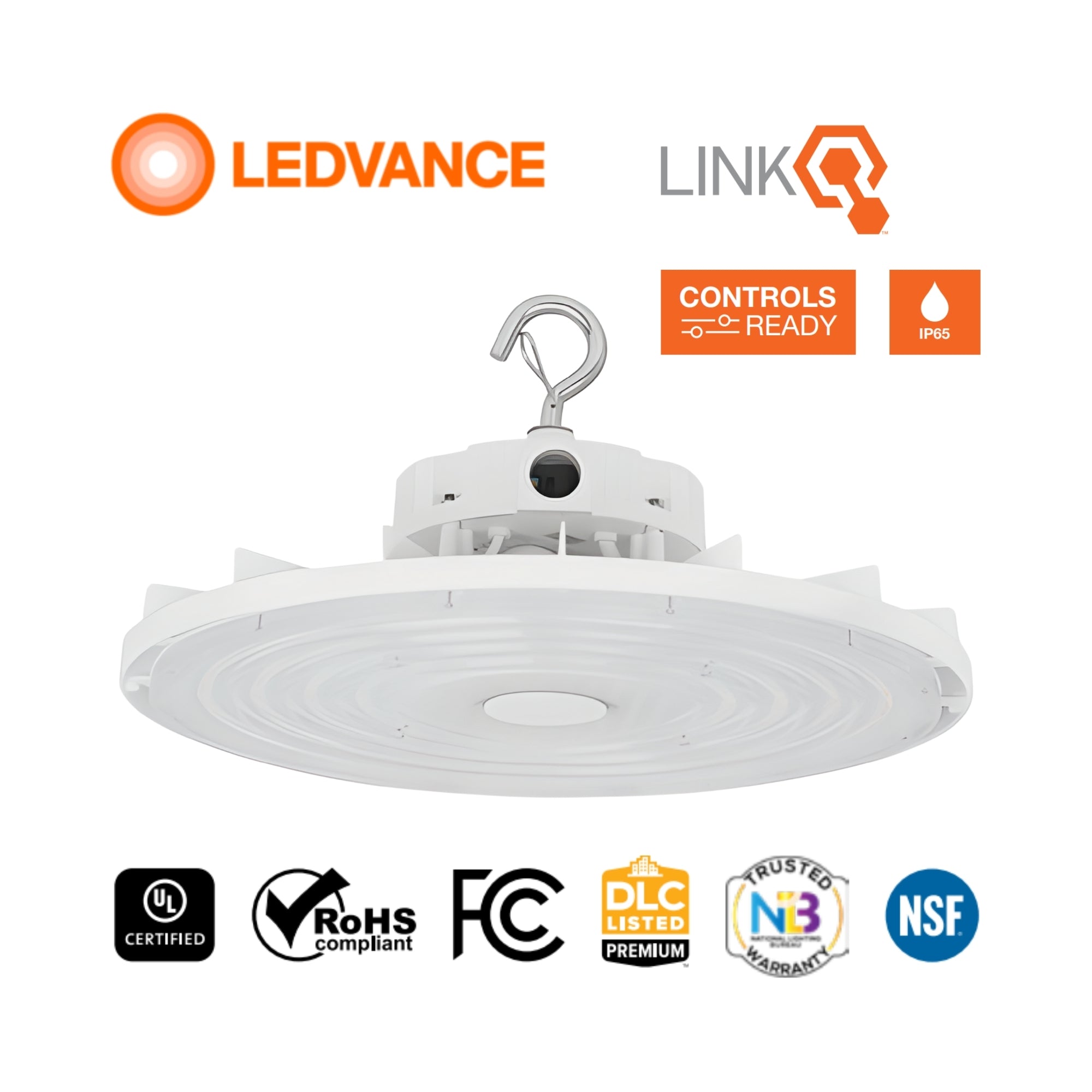 UFO High Bay Light, 100W, 15000 Lumens, 35K/40K/50K, 120-347V, Black - Bees Lighting