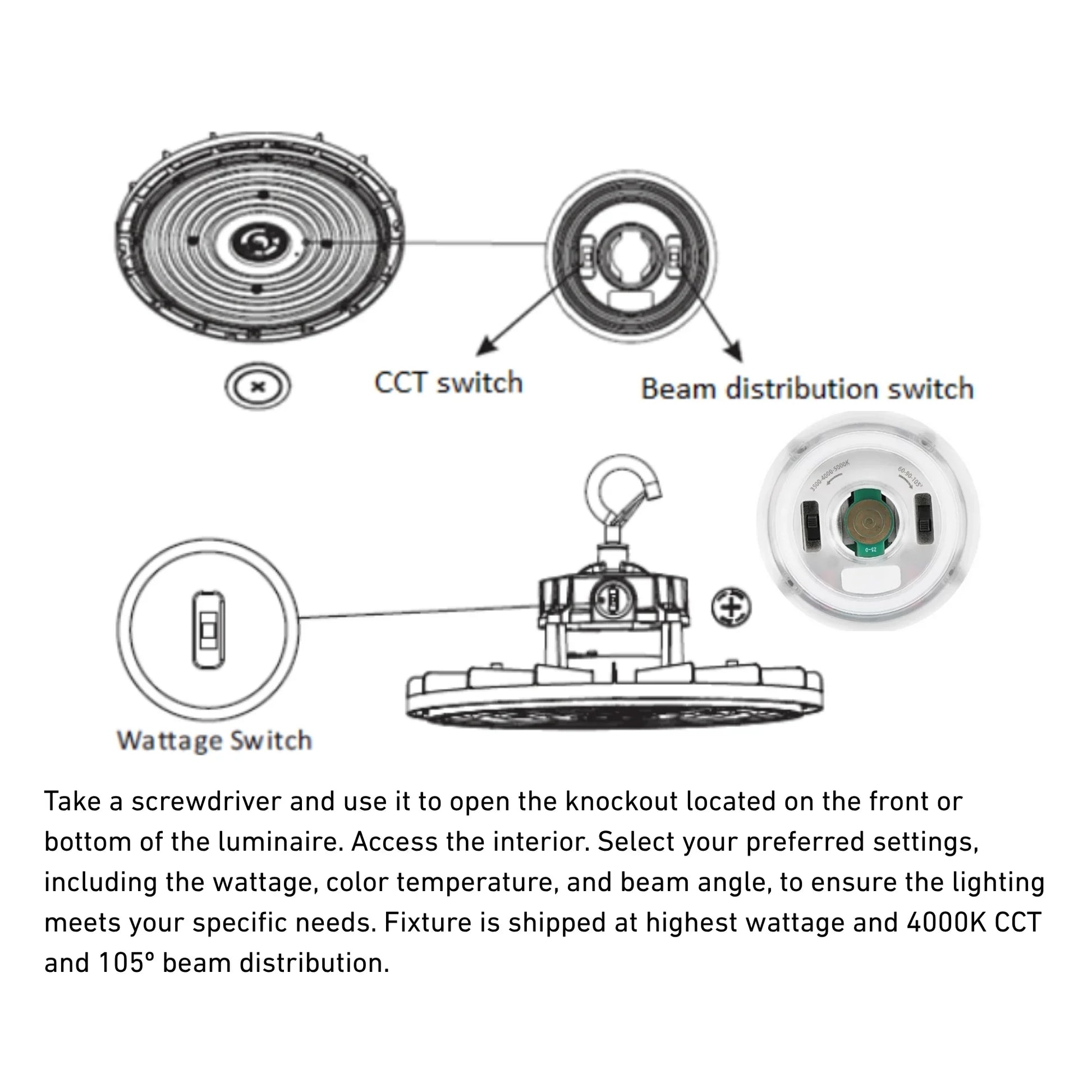 Sylvania - UFO High Bay Light, 150W, 22500 Lumens, 35K/40K/50K, 120-347V, Black | Bees Lighting