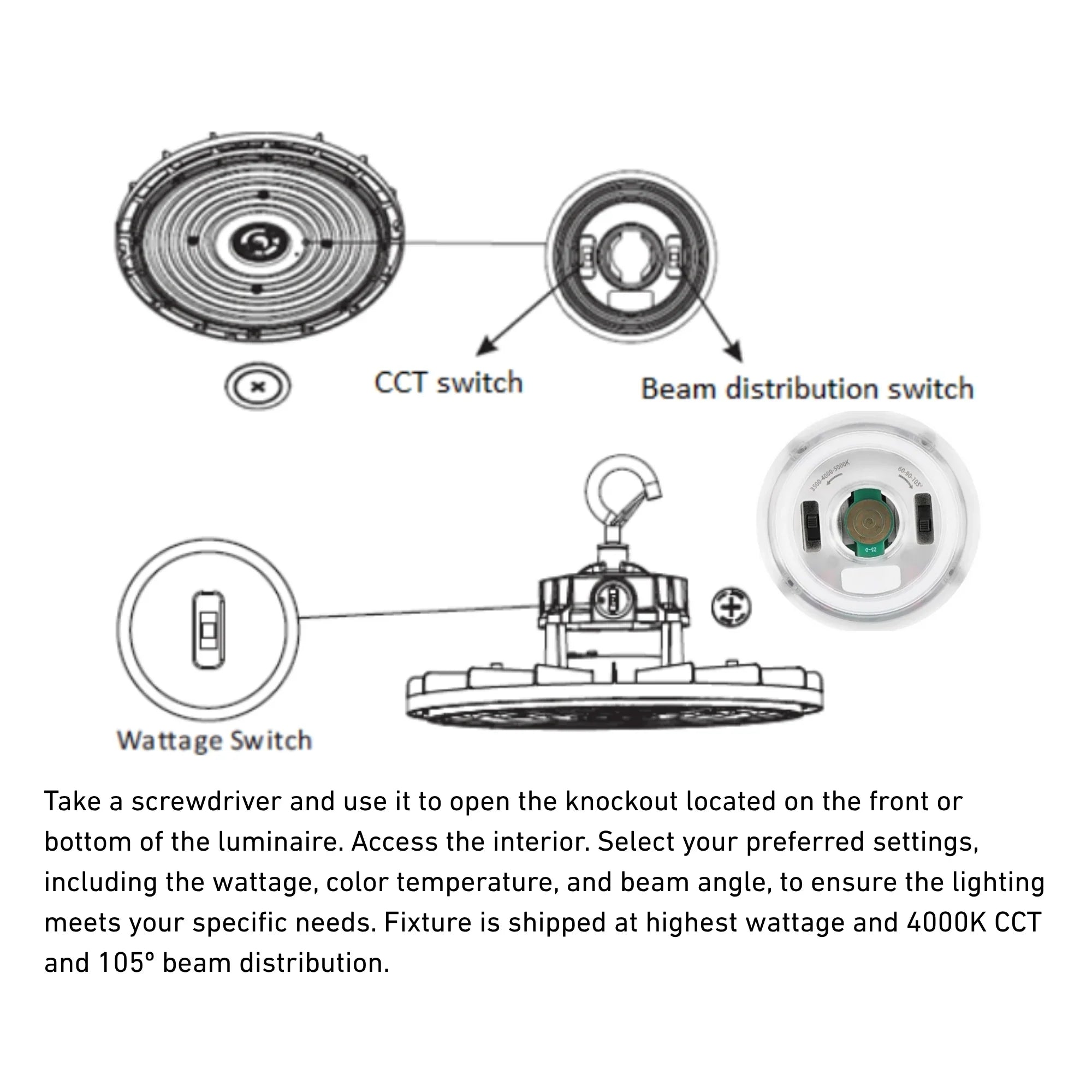 Sylvania - UFO High Bay Light, 200W, 30000 Lumens, 35K/40K/50K, 120-347V, Black | Bees Lighting